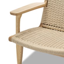 Hans Wegner Replica Oak Wood & Rattan Lounge Chair